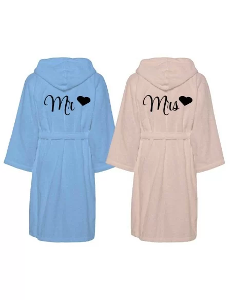 Accappatoio Lui e Lei Spugna LineaBlu art. Mr e Mrs Bicolore