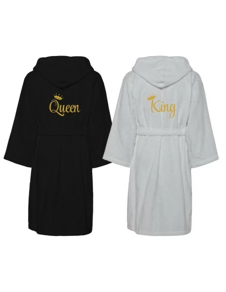 King e Queen Accappatoio Lui e Lei LineaBlu Perla e Nero