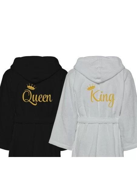 King e Queen Accappatoio Lui e Lei LineaBlu Perla e Nero