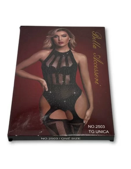 Body Trasparente Nero Con Perline art. 2503