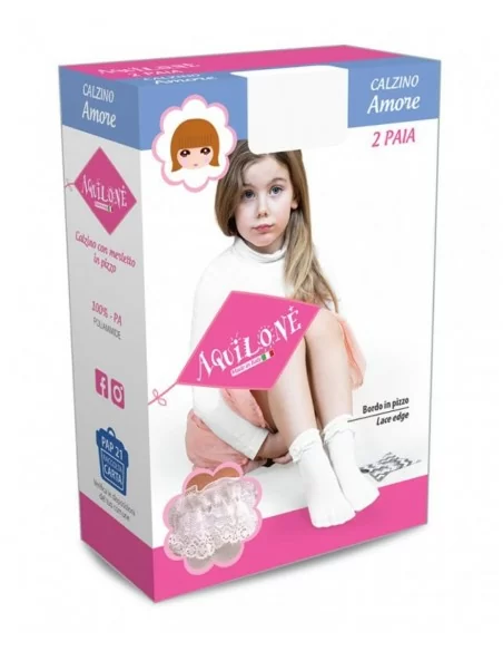 Calzini Bimba Aquilone art. Amore in Filanca set 2 paia