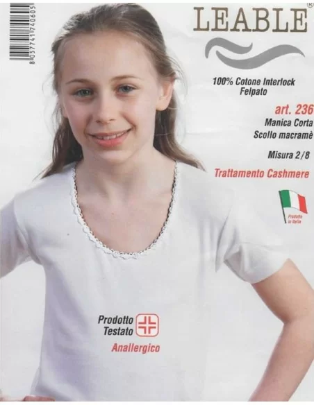 T Shirt Intima Bambina Leable art. 236 Scollo Macramè