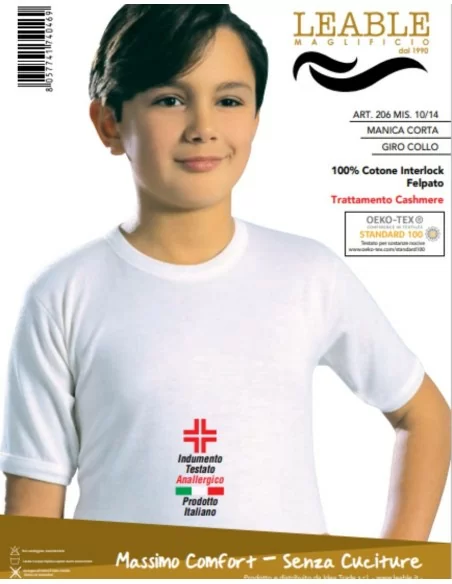T Shirt Intima Bimbo Leable art. 206 Girocollo Cotone