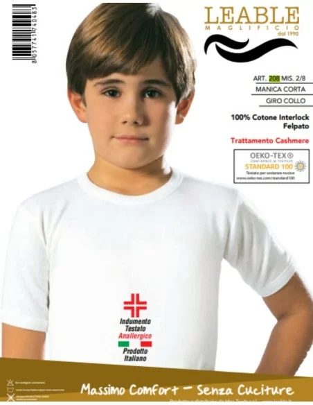 T Shirt Intima Bambino Leable art. 208 Caldo Cotone set 3 pezzi