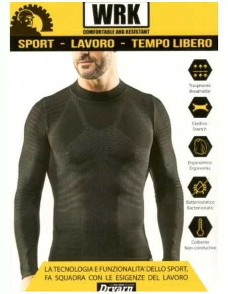 Maglia Termica Lupetto Uomo art. WRK302 Dryarn Traspirante