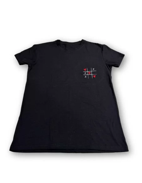 Maglia personalizzata nera manica corta ricamo Tris
