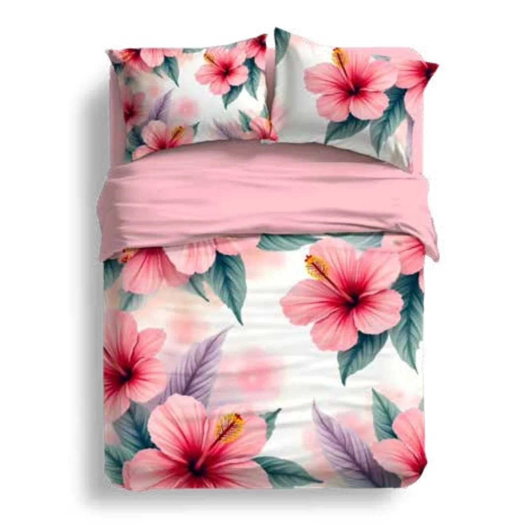 Completo Lenzuola Matrimoniale Cotone Biancaluna art. Ibisco