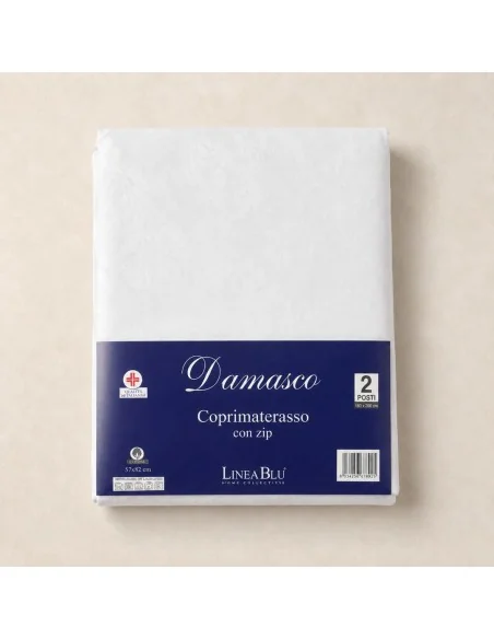 Coprimaterasso con cerniera in cotone damascato LineaBlu Damasco