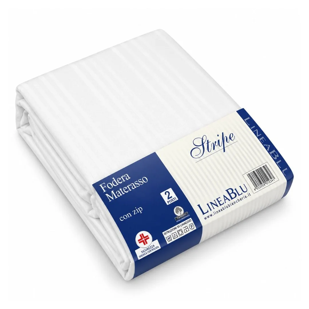 Coprimaterasso con Cerniera LineaBlu Stripe 100% Cotone...