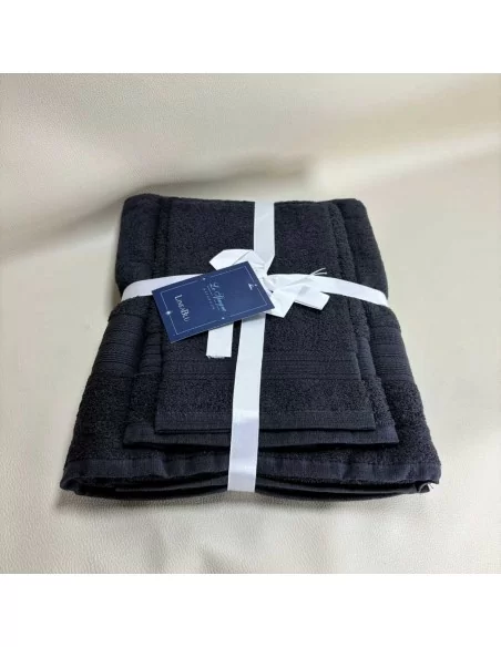 Tris Asciugamani Bagno LineaBlu art. Greca Spugna 400gr/mq