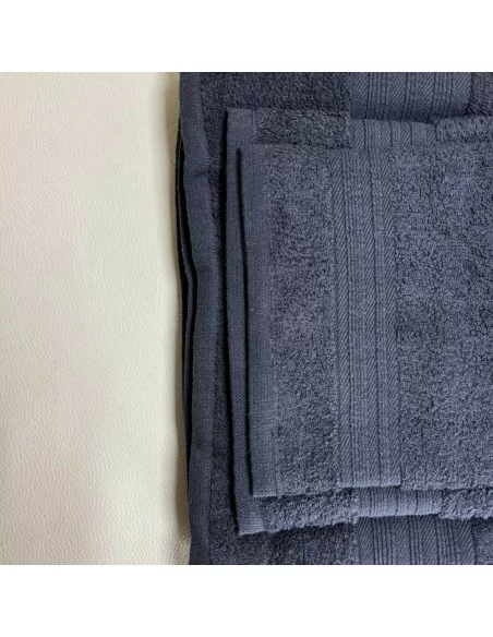 Tris Asciugamani Bagno LineaBlu art. Greca Spugna 400gr/mq